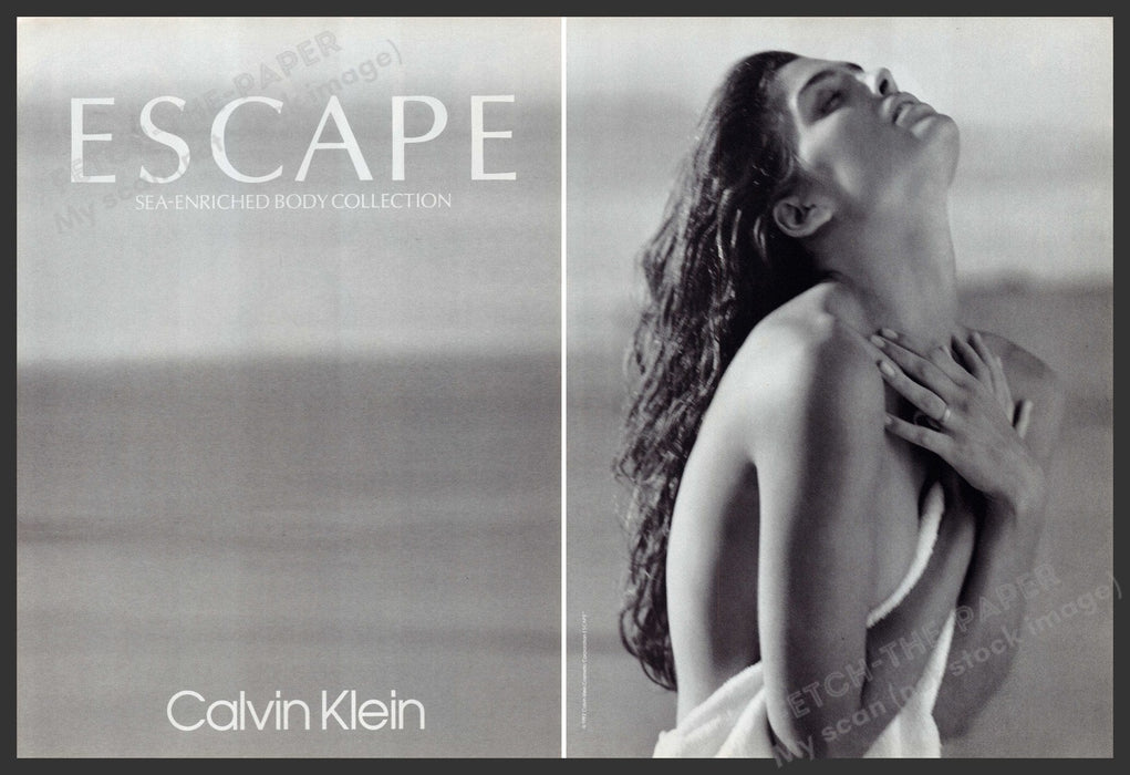 Calvin Klein Escape Sea Enriched Body 1990s Print Advertisement (2 pages) 1992 Fetch the Paper!