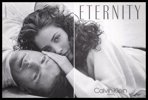 Calvin Klein Eternity 1980s Print Advertisement (2 pgs) 1989 Christy Turlington Fetch the Paper!
