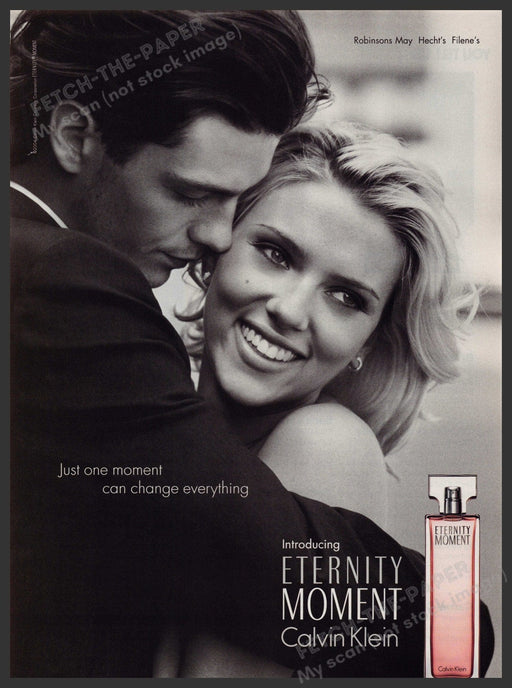 Calvin Klein Eternity Moment 2000s Print Advertisement 2004 Scarlett Johannson Fetch-the-Paper