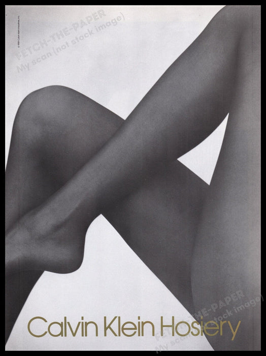 Calvin Klein Hosiery 1980s Print Advertisement Ad 1989 Legs Long Fetch the Paper!