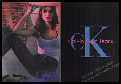 Calvin Klein Jeans 1990s Print Advertisement (2 pages) 1997 Sexy Model Fetch the Paper!