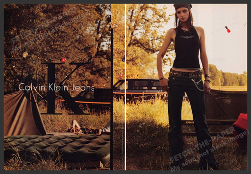 Calvin Klein Jeans 2000s Print Advertisement (2 page) 2001 Camping Fetch-the-Paper