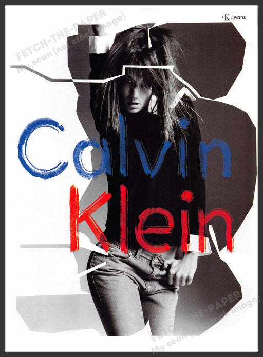 Calvin Klein Jeans 2000s Print Advertisement 2002 Girl Red White Blue Fetch-the-Paper