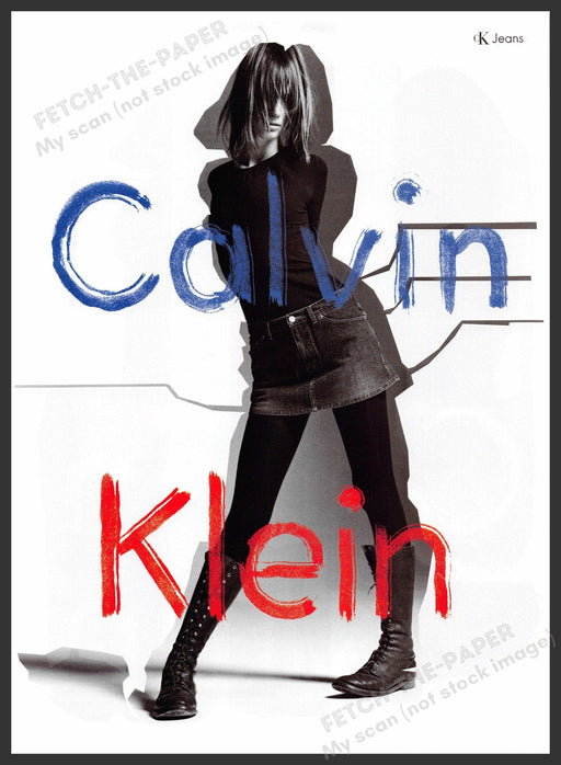 Calvin Klein Jeans 2000s Print Advertisement 2002 Skirt Tights Legs Fetch-the-Paper