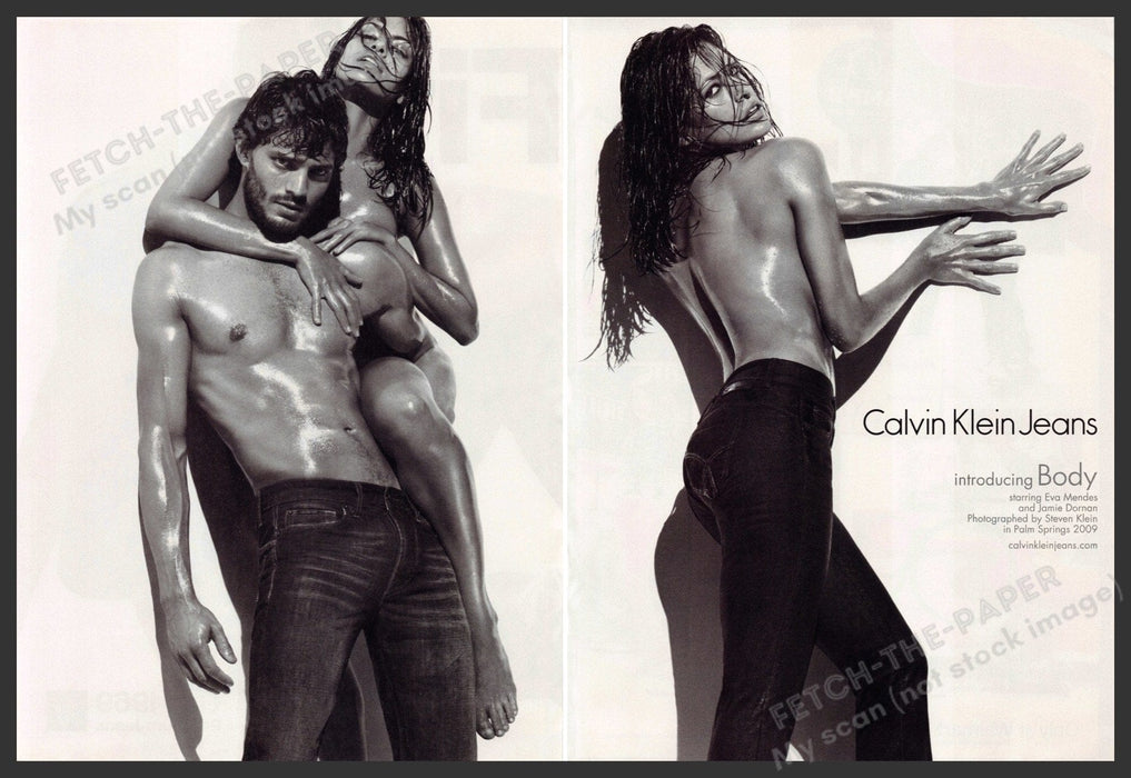 Calvin Klein Jeans Eva Mendes 2000s Print Advertisement Ad (2 pgs) 2009 Bare Calvin Klein