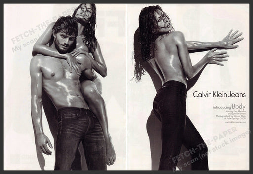 Calvin Klein Jeans Eva Mendes 2000s Print Advertisement Ad (2 pgs) 2009 Bare Calvin Klein