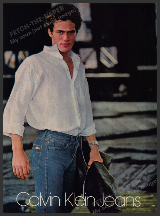 Calvin Klein Jeans Men's 1970s Print Advertisement Ad 1979 Fetch-the-Paper
