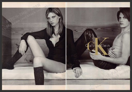 Calvin Klein Socks 2000s Print Advertisement (2 page) 2000 Legs Girl High Socks Fetch-the-Paper