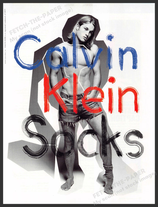 Calvin Klein Socks Travis Fimmel 2000s Print Advertisement 2002 Cut-off Shorts Fetch-the-Paper