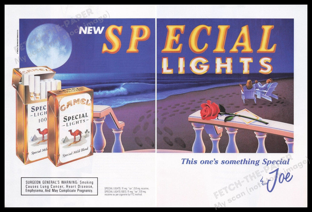 Camel Cigarettes 1990s Print Advertisement (2 pages) 1993 Special Lights Fetch the Paper!