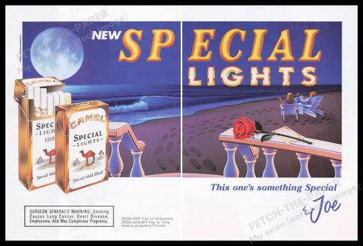 Camel Cigarettes 1990s Print Advertisement (2 pages) 1993 Special Lights Fetch the Paper!