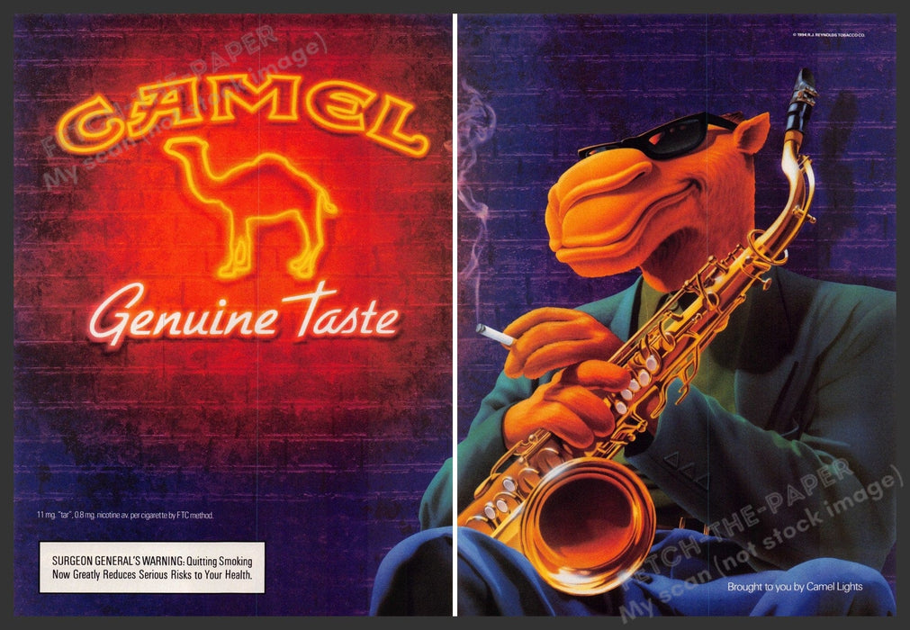 Camel Cigarettes 1990s Print Advertisement Ad 1994 Joe Playing Saxophone Camel Cigarettes