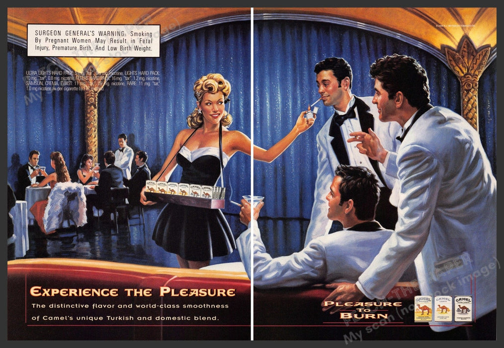 Camel Cigarettes 2000s Print Advertisement (2 pages) 2000 Girl Lounge Waitress Camel