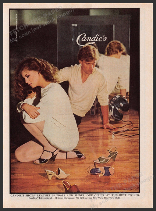 Candie's Shoes 1980s Print Advertisement 1981 Legs Model Photographer Fetch-the-Paper