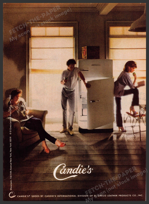 Candie's Shoes 1980s Print Advertisement 1982 Legs Refrigerator Loft Fetch-the-Paper