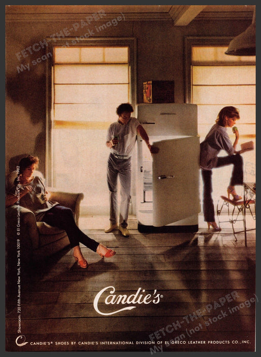 Candie's Shoes 1980s Print Advertisement 1982 Legs Refrigerator Loft Fetch-the-Paper