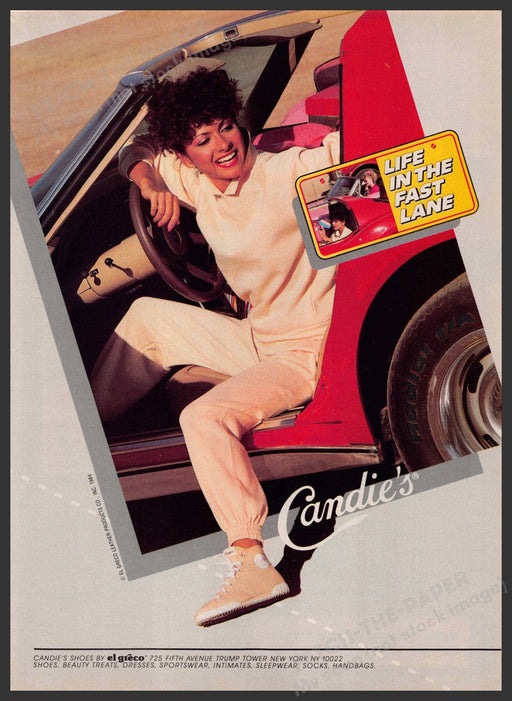 Candie's Shoes 1980s Print Advertisement 1984 "Life in the fast lane" Fetch-the-Paper