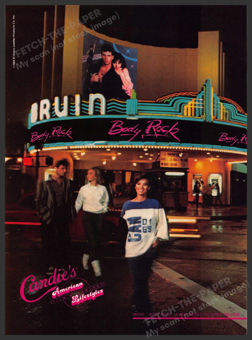 Candie's Shoes 1980s Print Advertisement 1984 Movie Marquee Body Rock Bruin Fetch-the-Paper
