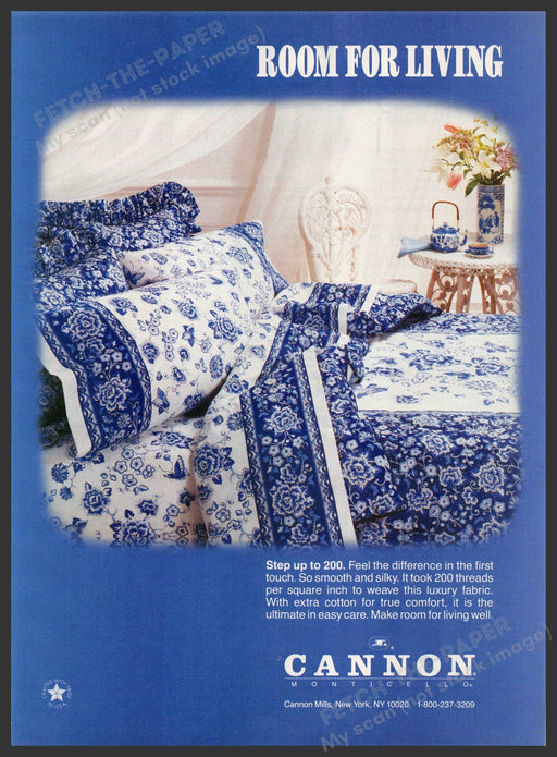 Cannon Monticello 1980s Print Advertisement 1989 Room for Living Linens Cannon