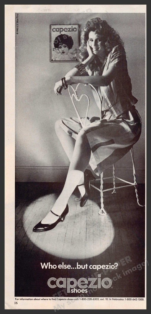 Capezio Shoes 1980s Print Advertisement 1982 Sitting on a Chair Fetch-the-Paper