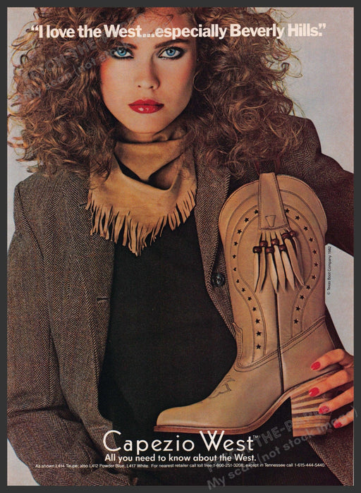 Capezio West 1980s Print Advertisement 1982 "I Love the West...Beverly Hills" Fetch-the-Paper