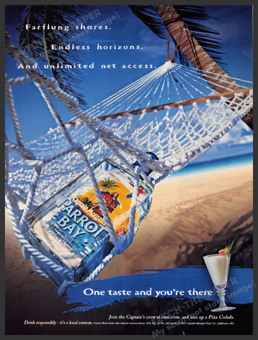 Captain Morgan Parrot Bay 2000s Print Advertisement 2002 Hammock Beach Fetch-the-Paper