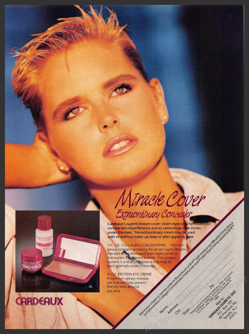 Cardeaux 1980s Print Advertisement 1984 Miracle Cover Short Hair Model Cardeaux