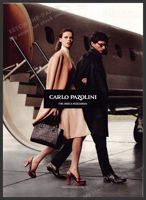 Carlo Pazolini Shoes 2010s Print Advertisement 2012 Airplane Legs Stairs Fetch-the-Paper