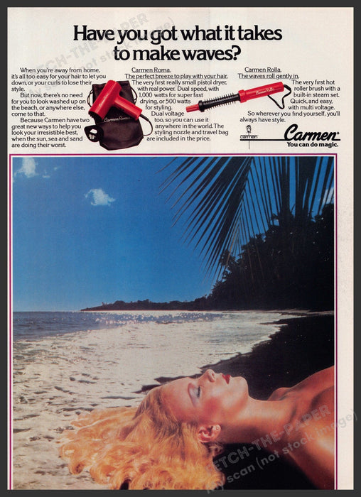 Carmen Roma & Rolla Hair Styling Products 1980s Print Advertisement Ad 1980 Fetch-the-Paper