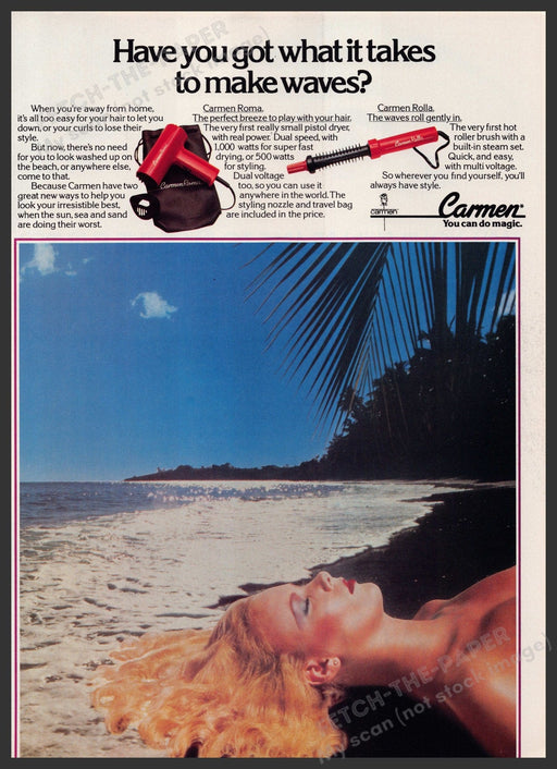 Carmen Roma & Rolla Hair Styling Products 1980s Print Advertisement Ad 1980 Fetch-the-Paper