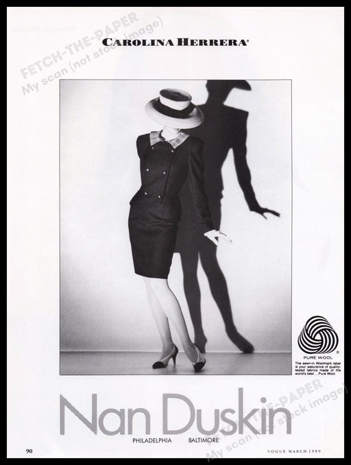 Carolina Herrera Nan Duskin 1980s Print Advertisement Ad 1989 Clothing Legs Fetch the Paper!