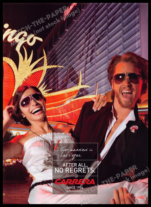 Carrera Sunglasses 2010s Magazine Print Ad 2011 Las Vegas "After all no regrets" Carrera