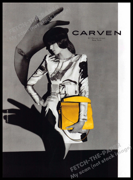 Carven 2010s Magazine Print Ad 2014 Fashion Handbag Yellow New York Carven