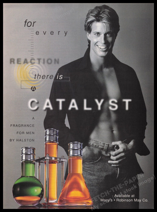 Catalyst Cologne for Men 1990s Print Advertisement Ad 1997 Sexy Male Model Fetch the Paper!