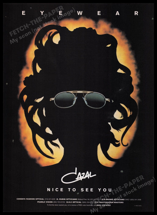 Cazal Eyewear 1990s Print Advertisement Ad 1996 Fetch the Paper!