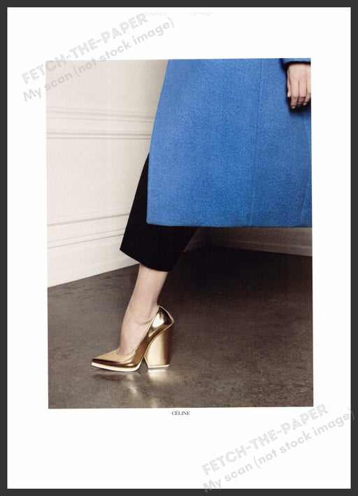Celine Shoes 2010s Print Advertisement 2012 Fashion Gold Model Leg Fetch-the-Paper