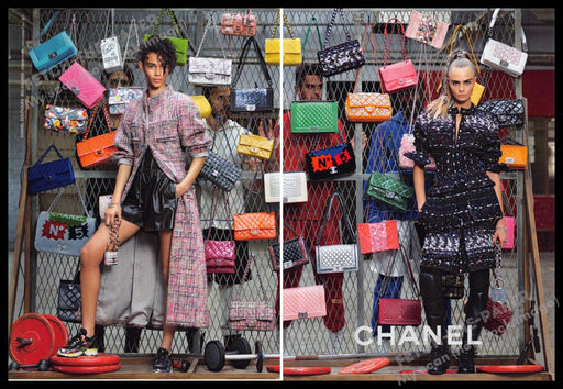 Chanel 2010s Print Advertisement (2 page) 2014 Cara Delevingne & Binx Walton Chanel