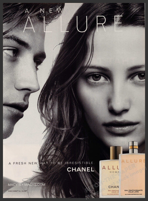 Chanel Allure 2000s Print Advertisement 2002 Irresistible Couple Fetch-the-Paper