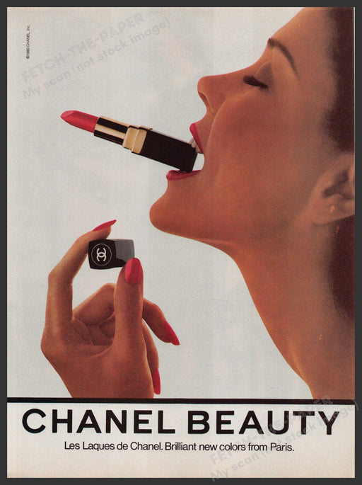 Chanel Beauty Lipstick Cosmetic 1980s Print Advertisement Ad 1981 Mouth Fetch-the-paper.com