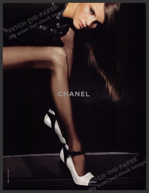 Chanel Black & White Shoes 2000s Print Advertisement Ad 2003 Hosiery Legs Fetch-the-Paper