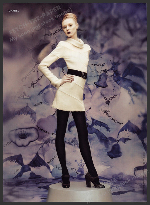 Chanel Clothing 2000s Print Advertisement Ad 2008 Long Legs Black Tights Fetch the Paper!