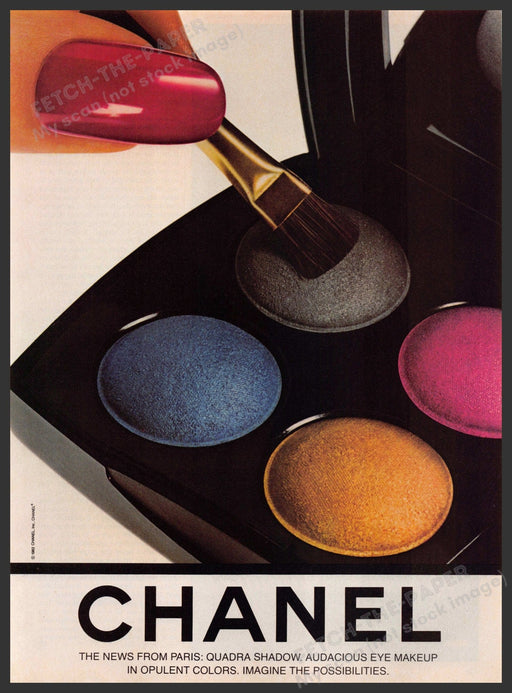 Chanel Cosmetics 1980s Print Advertisement 1983 Quadra Eye Shadow Audacious Fetch-the-Paper