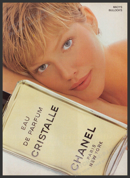 Chanel Cristalle eau de parfum 1990s Print Advertisement 1995 Sweet Model Fetch-the-Paper