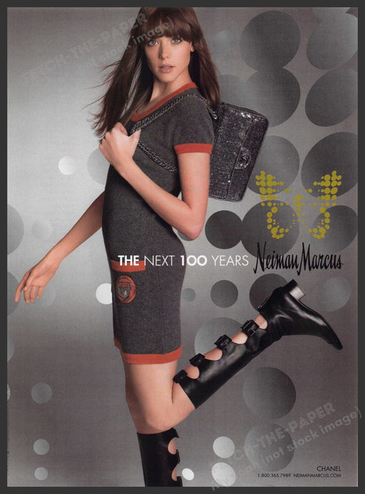 Chanel for Neiman Marcus 2000s Print Advertisement 2007 Girl Leg Kick Boots Fetch-the-Paper