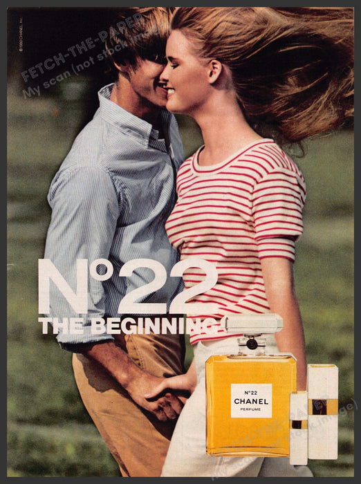 Chanel No. 22 1980s Print Advertisement 1981 Young Couple "The beginning" Chanel