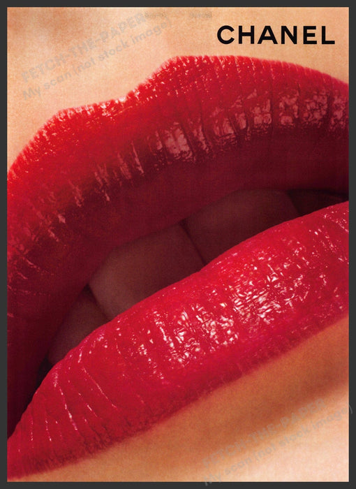 Chanel Red Lips 2010s Print Advertisement 2012 Closeup Fetch-the-Paper
