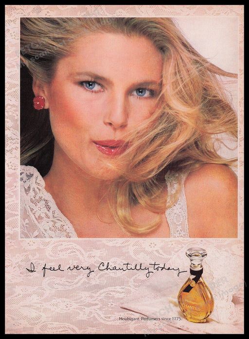 Chantilly Perfume Christie Brinkley 1980s Print Advertisement Ad 1980 Fetch the Paper!