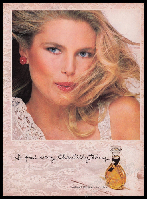 Chantilly Perfume Christie Brinkley 1980s Print Advertisement Ad 1980 Fetch the Paper!