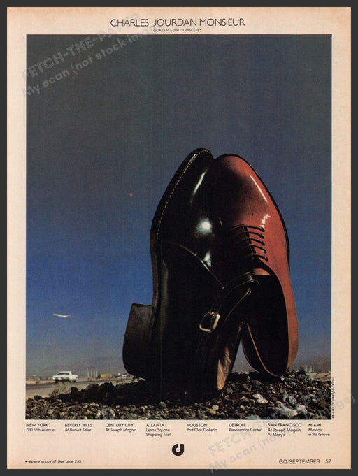 Charles Jourdan Monsier Men's Shoes 1970s Print Advertisement 1979 Fetch-the-Paper
