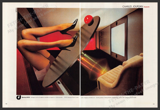 Charles Jourdan Shoes 1980s Print Advertisement (2 pages) 1982 Legs Unique Ad Fetch the Paper!